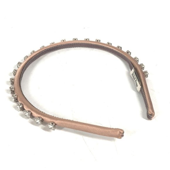 Miu Miu MIU Pearl Hair Accessory Headband Hairband Velour Women's Black - Picture 2 of 10